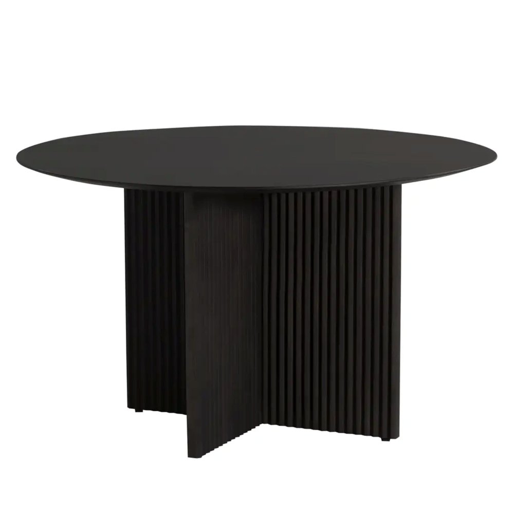 52" Dark Brown Solid Wood Pedestal Base Round Top Dining Table