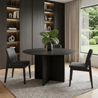 52" Dark Brown Solid Wood Pedestal Base Round Top Dining Table