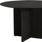 52" Dark Brown Solid Wood Pedestal Base Round Top Dining Table