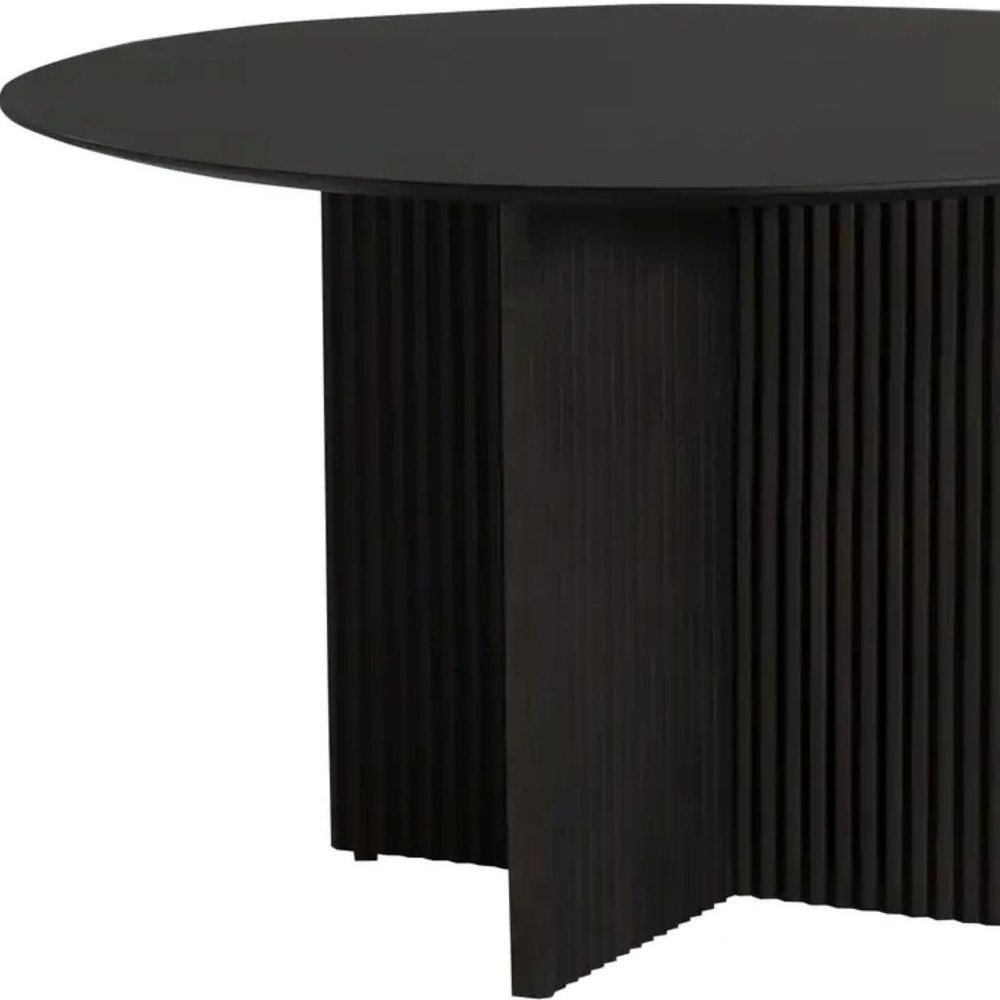 52" Dark Brown Solid Wood Pedestal Base Round Top Dining Table