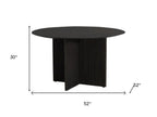 52" Dark Brown Solid Wood Pedestal Base Round Top Dining Table