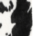 12" Black And White Faux Fur Cow Print Ottoman