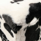 12" Black And White Faux Fur Cow Print Ottoman