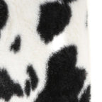 12" Black And White Faux Fur Cow Print Ottoman