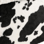12" Black And White Faux Fur Cow Print Ottoman