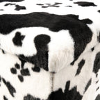 12" Black And White Faux Fur Cow Print Ottoman