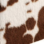 12" Brown And White Faux Fur Cow Print Ottoman