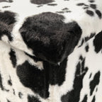 12" Black And White Faux Fur Cow Print Ottoman