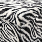 12" Black And White Faux Fur Zebra Ottoman