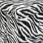 12" Black And White Faux Fur Zebra Ottoman