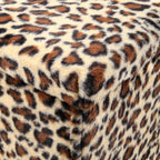 12" Black And Tan Faux Fur Leopard Ottoman