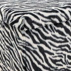 12" Black And White Faux Fur Zebra Ottoman