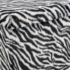 12" Black And White Faux Fur Zebra Ottoman