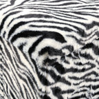 12" Black And White Faux Fur Zebra Ottoman