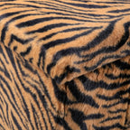 12" Black And Tan Faux Fur Tiger Ottoman