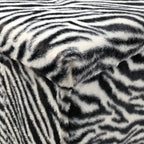 12" Black And White Faux Fur Zebra Ottoman
