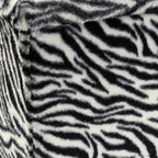 12" Black And White Faux Fur Zebra Ottoman