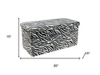 12" Black And White Faux Fur Zebra Ottoman