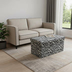12" Black And White Faux Fur Zebra Ottoman