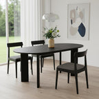 66" Black Solid Wood Oval Dining Table