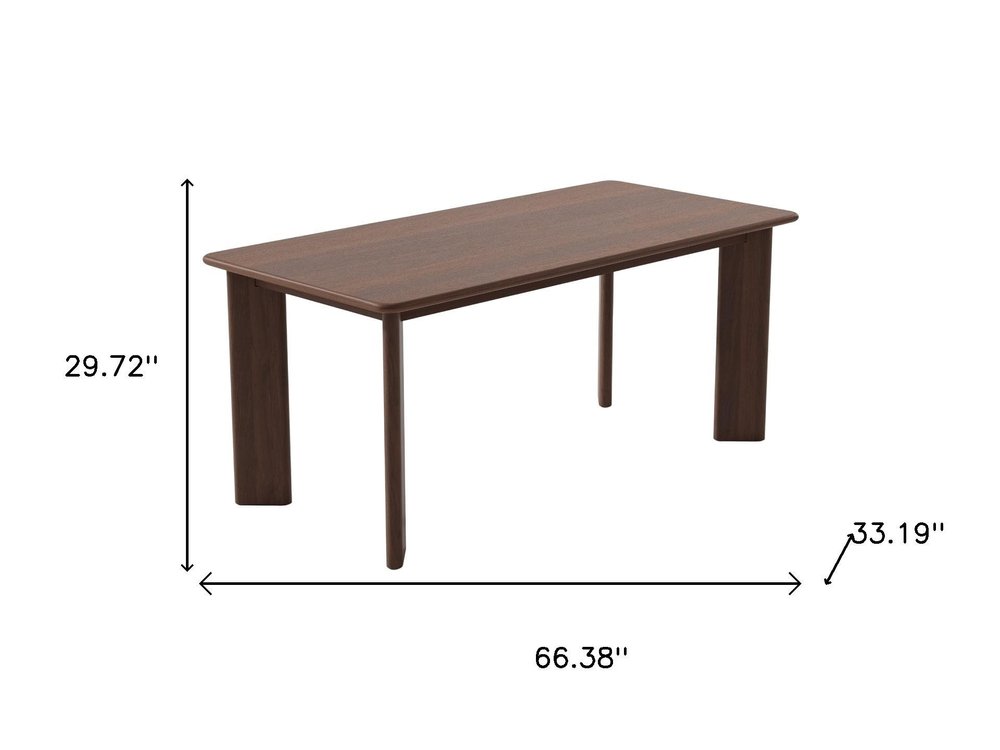 66" Brown Solid Wood Dining Table
