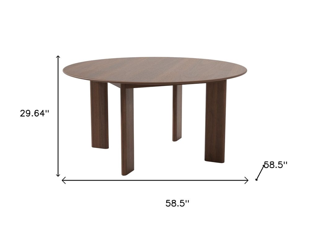 58" Black Solid Wood Round Top Dining Table