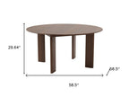 58" Black Solid Wood Round Top Dining Table