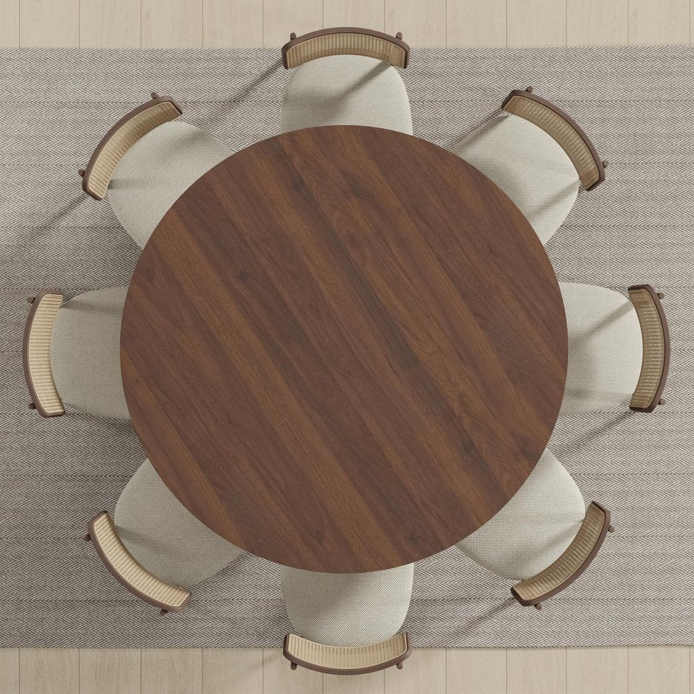 58" Black Solid Wood Round Top Dining Table