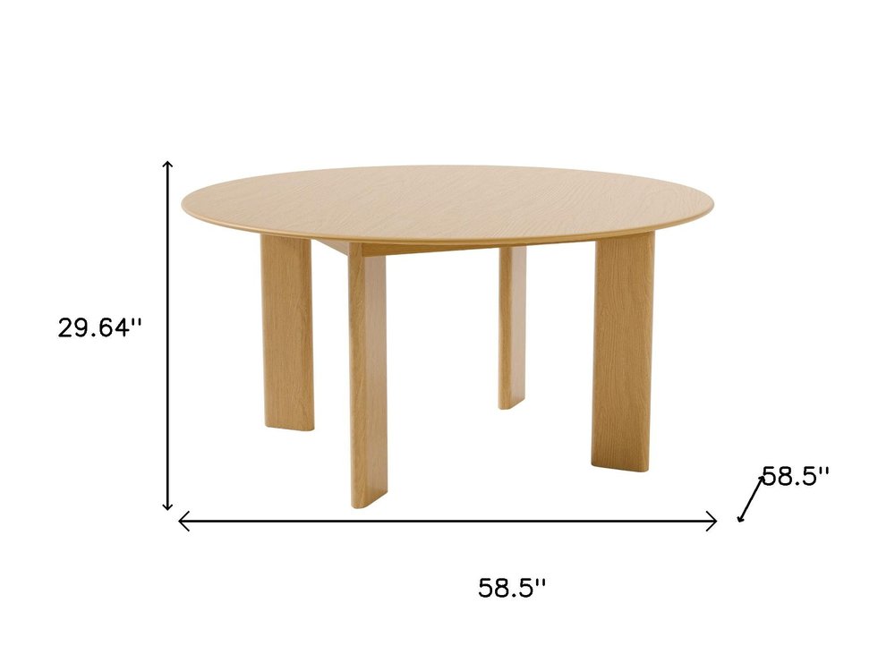 58" Black Solid Wood Round Top Dining Table