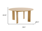 58" Black Solid Wood Round Top Dining Table