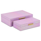 Set of Two Pink And Gold Faux Shagreen Nesting Storage Boxes With Lids