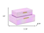 Set of Two Pink And Gold Faux Shagreen Nesting Storage Boxes With Lids