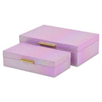 Set of Two Pink And Gold Faux Shagreen Nesting Storage Boxes With Lids