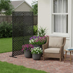 72" Black Metal Six Panel Outdoor Privacy Screen