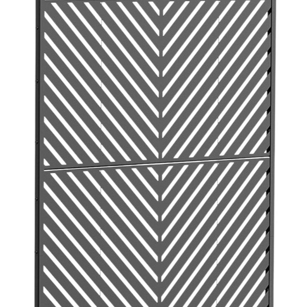 72" Black Metal Six Panel Outdoor Privacy Screen