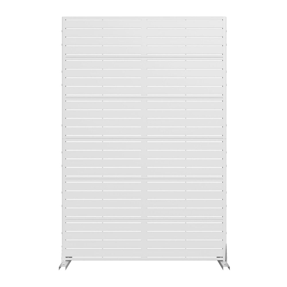 72" White Metal Six Panel Outdoor Privacy Screen