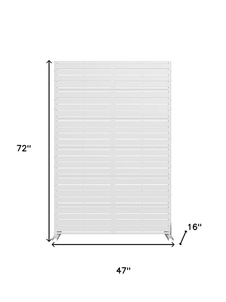 72" White Metal Six Panel Outdoor Privacy Screen