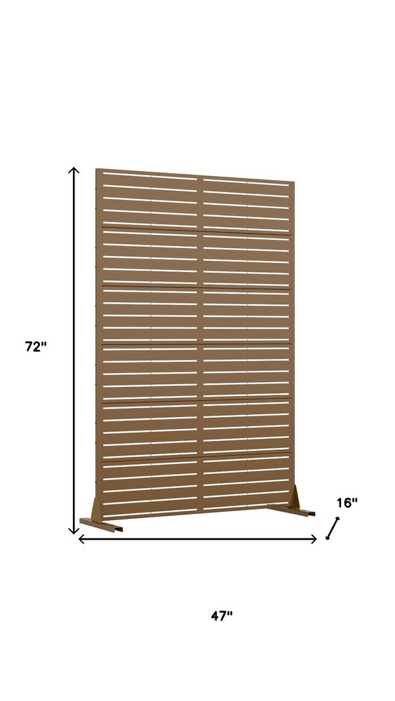 72" Brown Metal Six Panel Outdoor Privacy Screen