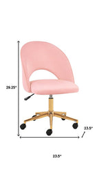 Pink And Baby Pink And Gold Adjustable Height Swivel Rolling Office Chair