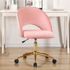 Pink And Baby Pink And Gold Adjustable Height Swivel Rolling Office Chair
