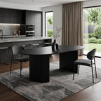 67" Black Wood Double Pedestal Base Oval Dining Table