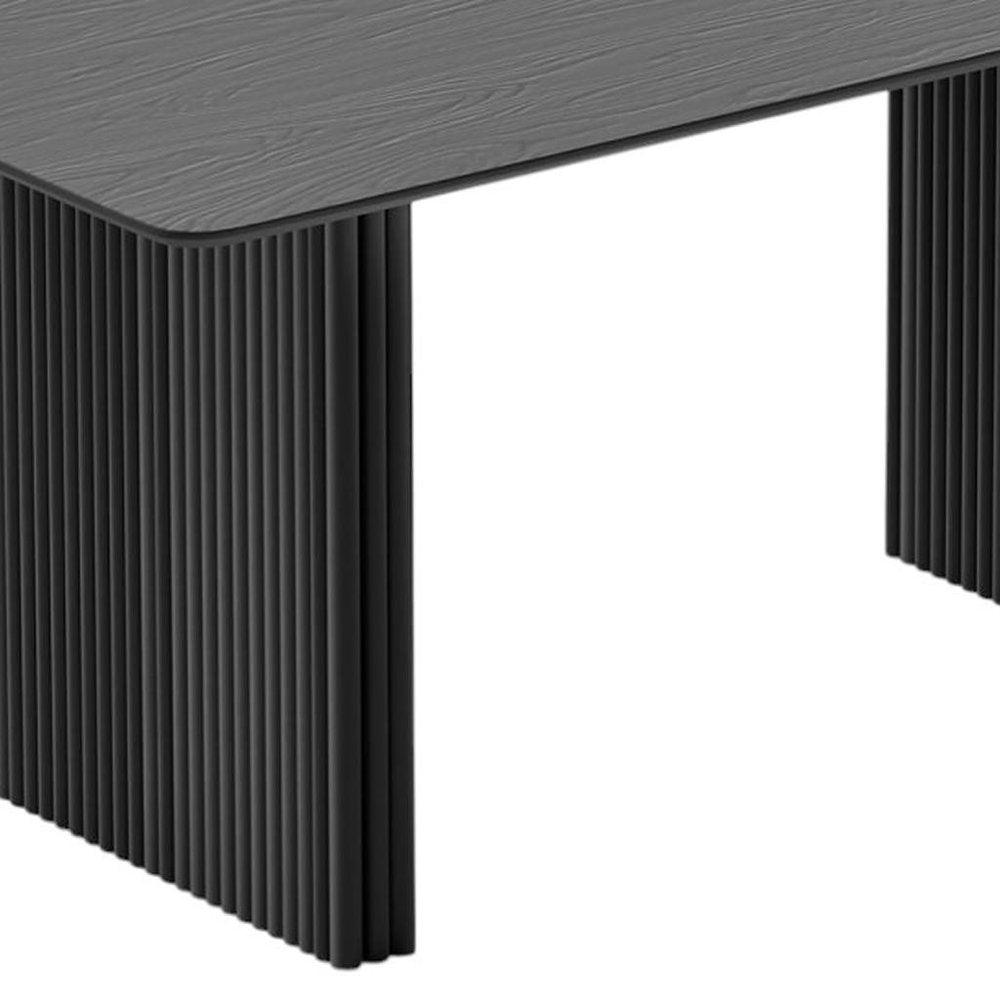 67" Black Solid Wood Double Pedestal Base Dining Table