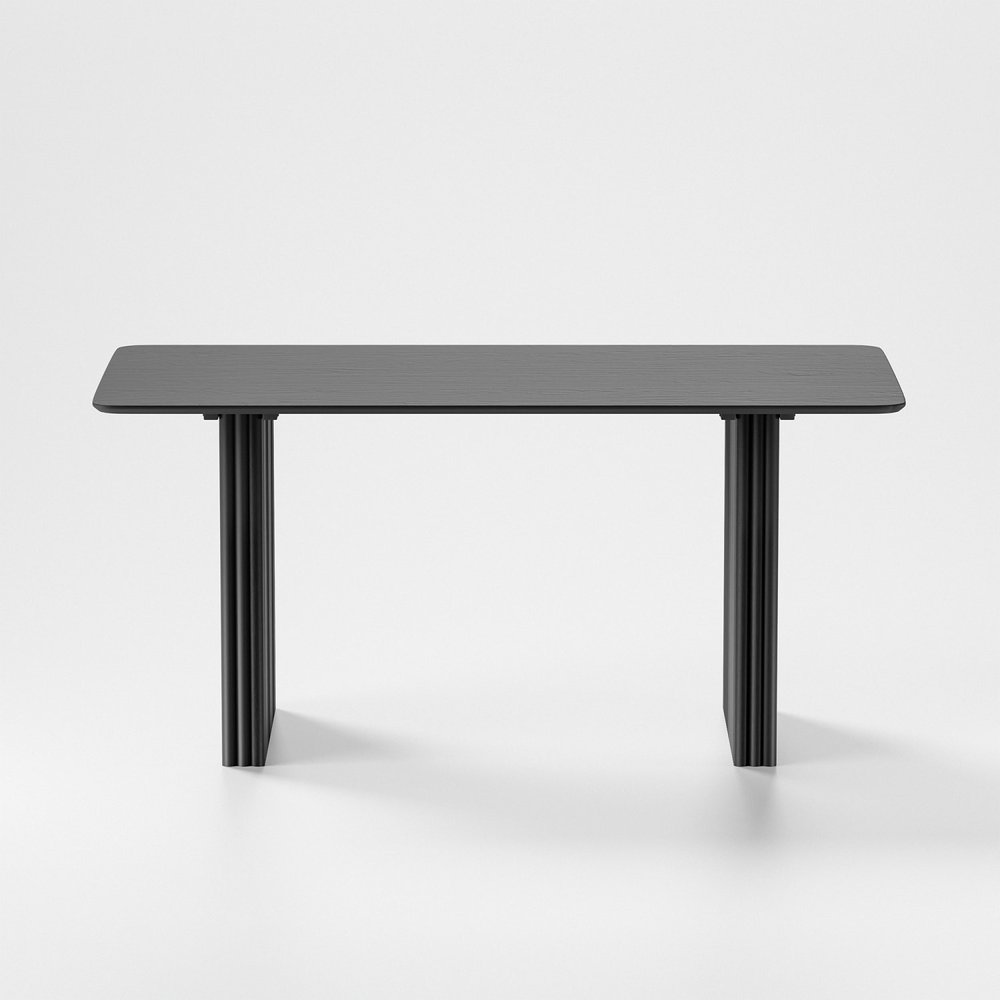 67" Black Solid Wood Double Pedestal Base Dining Table