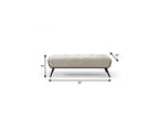 58" Beige Dark Gray and Black Tufted Faux Leather Fabric and Steel Upholstered Bench
