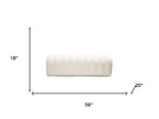 59" White Tufted Boucle Upholstered Bench