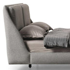 Gray Linen Upholstered King Bed Frame
