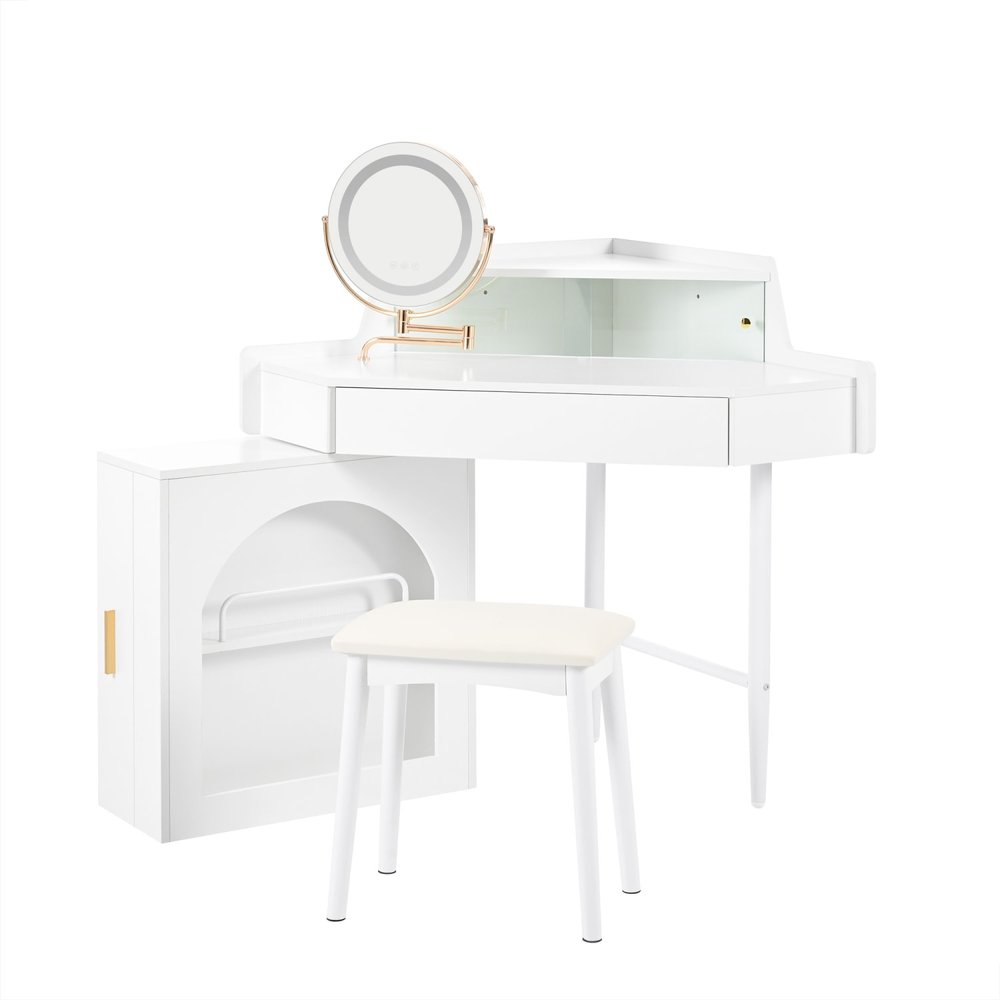 56" White Wood Vanity Table