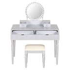 39" Silver Wood Mirrored Two Drawer Vanity Table