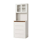 63" White Wood Lighted Mirrored Two Door Three Drawer Combo Dresser