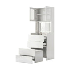 63" White Wood Lighted Mirrored Two Door Three Drawer Combo Dresser
